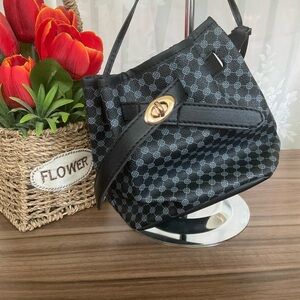 Small Black Patterned Bucket Bag. 7” X 7” NWOT